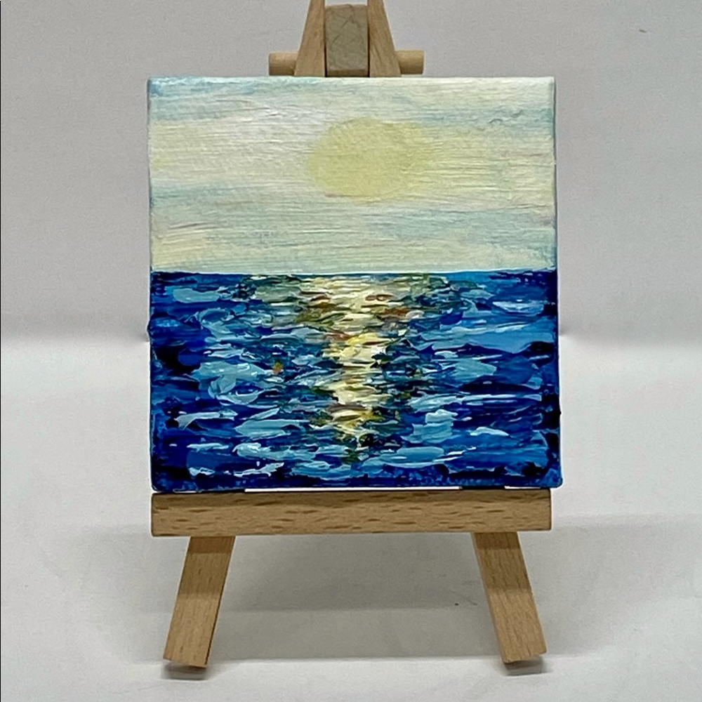 Original Acrylic Art on Mini 3”x3” Canvas on Easel